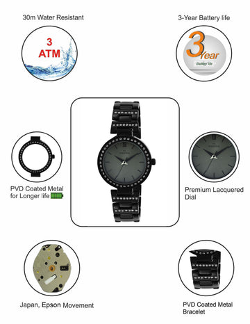 Maxima ATTIVO Women Grey Dial Analogue Watch - 66381BMLB